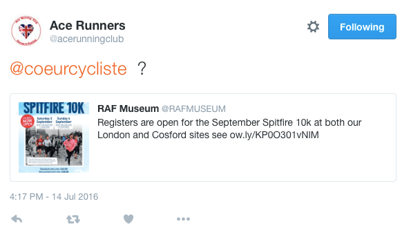 @ACERunningclub Tweet
