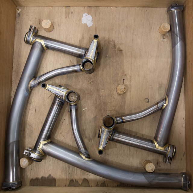 Newly assembled / brazed Brompton main frames