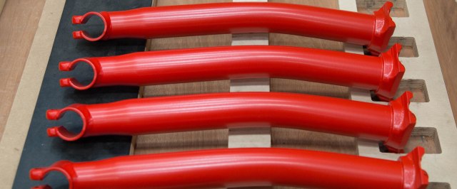 Freshly painted Brompton handlebar supports